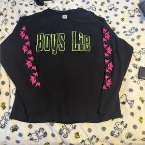 Boys Lie Black Long Sleeve with Pink and Green Accents